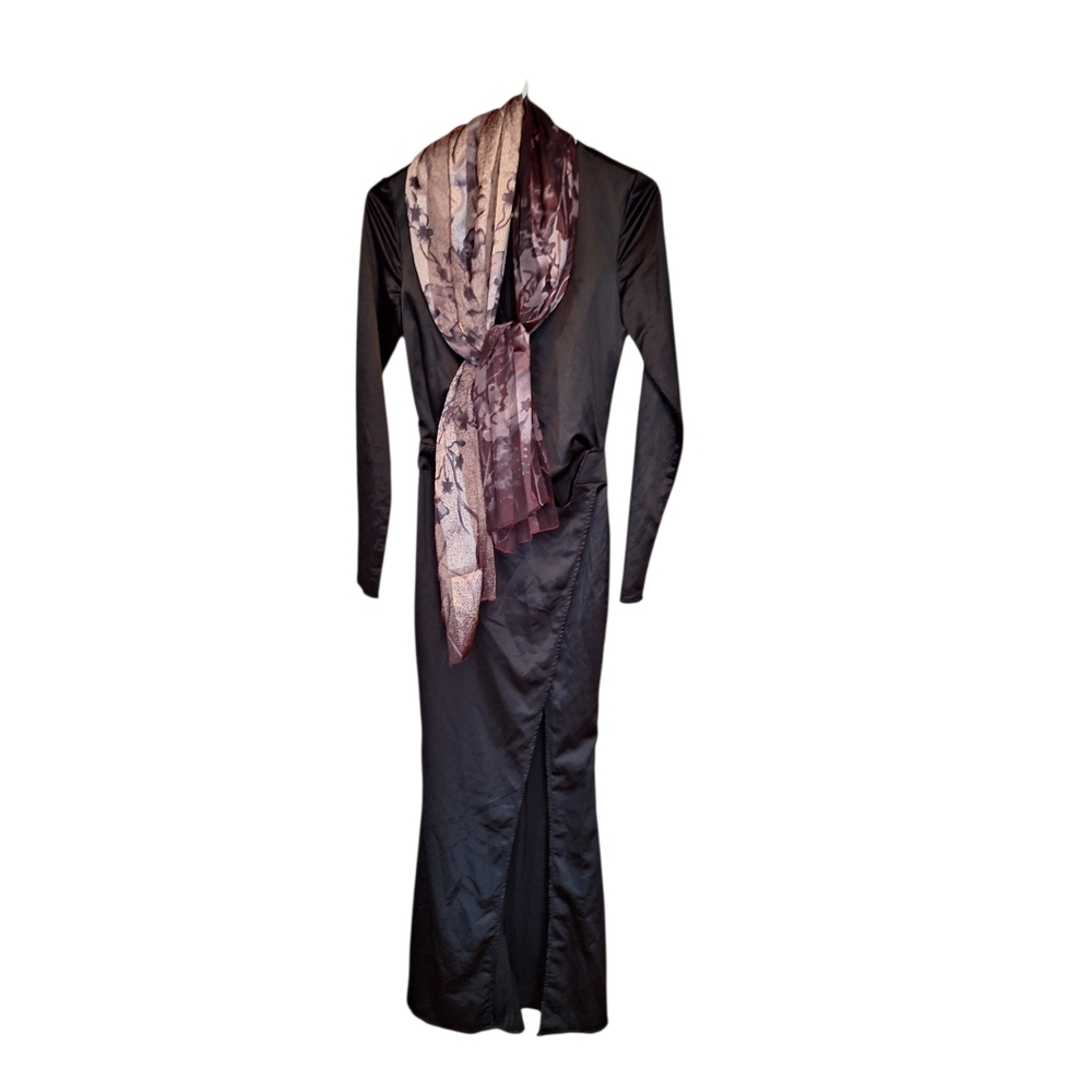House of CB London Black Evening Dress w/ Purple Scarf Accent XS ELVIRA XS